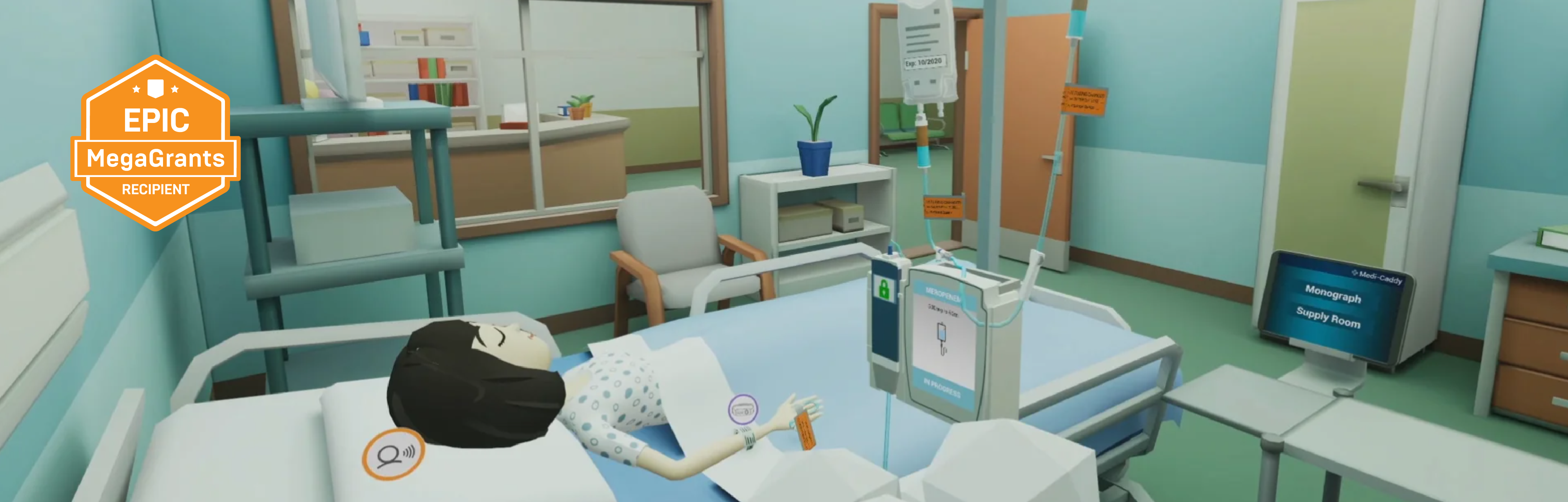 A virtual reality experience developed for training learners in a nursing environment